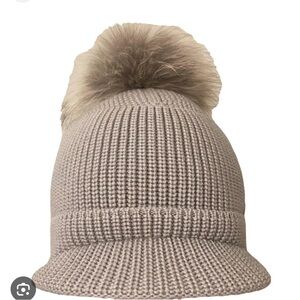 Soia & Kyo Ribbed Knit Beanie in Gray Real Fur